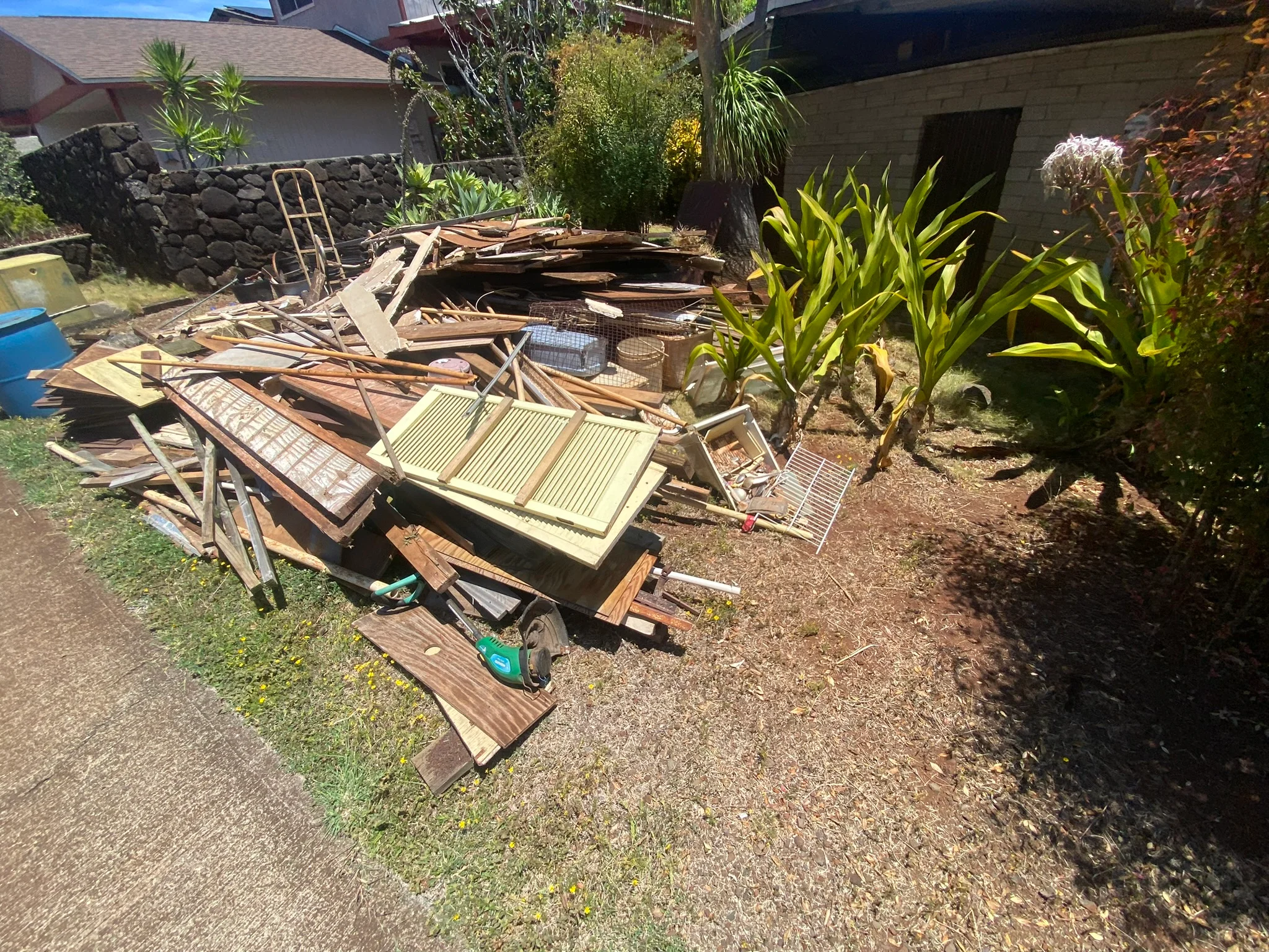 Job site garbage pile